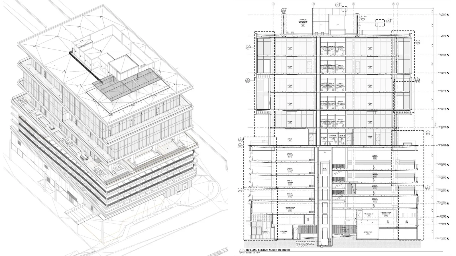 Isometric BIM model of a multi-story building