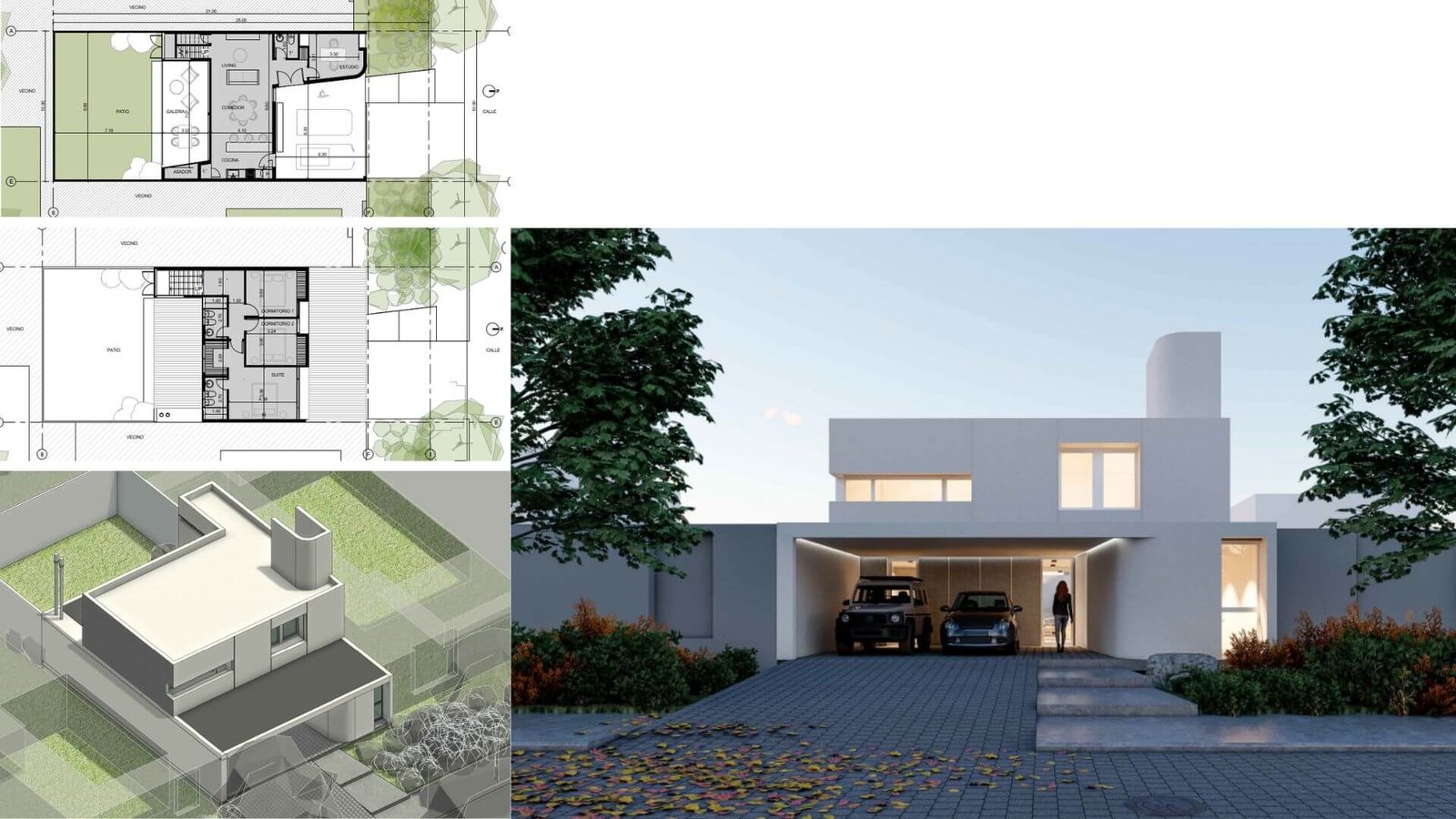 Residential floor plans and exterior renderings, work sample